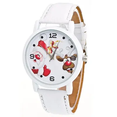 Women Watches Christmas Elderly Pattern Pu Leather Band Analog Quartz Watch Clock Relogio Feminino 12