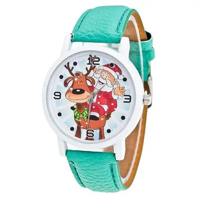 Women Watches Christmas Elderly Pattern Pu Leather Band Analog Quartz Watch Clock Relogio Feminino 3