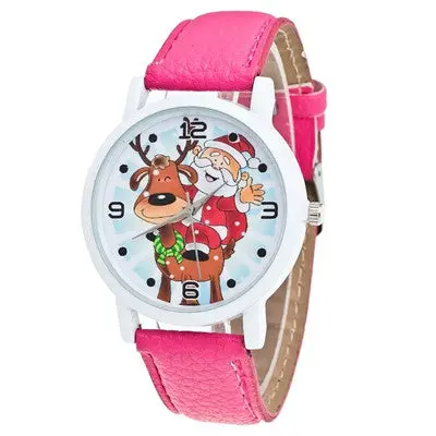 Women Watches Christmas Elderly Pattern Pu Leather Band Analog Quartz Watch Clock Relogio Feminino 4