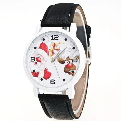 Women Watches Christmas Elderly Pattern Pu Leather Band Analog Quartz Watch Clock Relogio Feminino 7