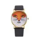 Women Watches Discount Vintage Cartoon Fox Pattern Leather Band Alloy Wrist Watch Quartz Watches For Girls Ladies 2