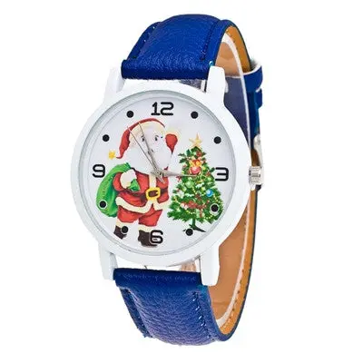 Women Watches Dress Clock Christmas Elderly Pattern Pu Leather Band Analog Quartz Watches Relogio Feminino 2