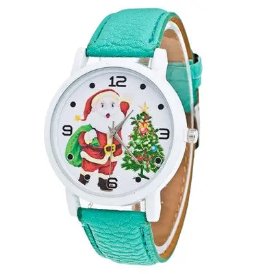 Women Watches Dress Clock Christmas Elderly Pattern Pu Leather Band Analog Quartz Watches Relogio Feminino 3