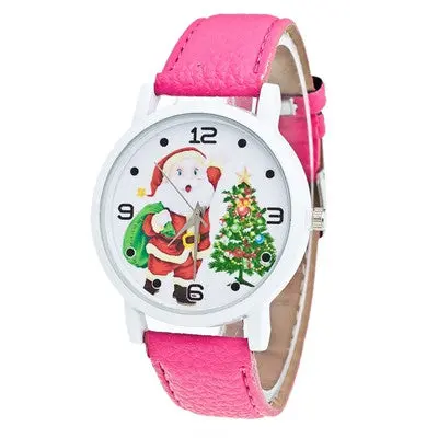 Women Watches Dress Clock Christmas Elderly Pattern Pu Leather Band Analog Quartz Watches Relogio Feminino 4