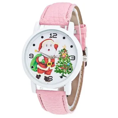 Women Watches Dress Clock Christmas Elderly Pattern Pu Leather Band Analog Quartz Watches Relogio Feminino 5