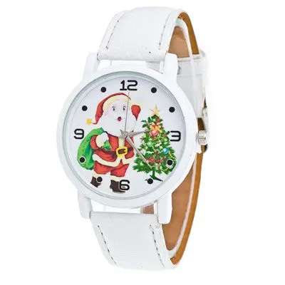 Women Watches Dress Clock Christmas Elderly Pattern Pu Leather Band Analog Quartz Watches Relogio Feminino 6