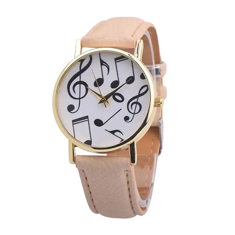 Women Watches Dress Clock Musical Notes Pattern Pu Leather Band Analog Elegant Quartz Watch Relogio Feminino 1