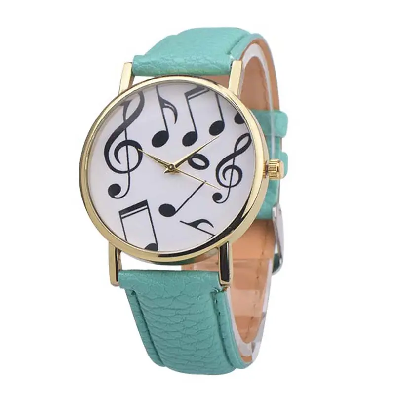 Women Watches Dress Clock Musical Notes Pattern Pu Leather Band Analog Elegant Quartz Watch Relogio Feminino 4