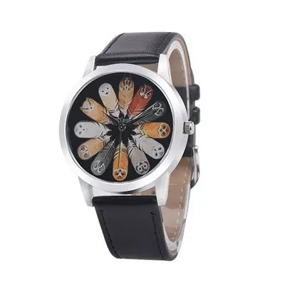 Women Watches Dress Clock Owl Pattern Pu Leather Band Analog Quartz Vogue Wrist Watch Relogio Feminino 1