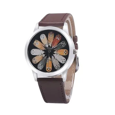 Women Watches Dress Clock Owl Pattern Pu Leather Band Analog Quartz Vogue Wrist Watch Relogio Feminino 3