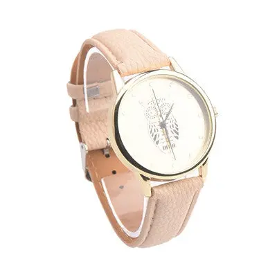 Women Watches Dress Clock Owl Pattern Retro Design Pu Leather Band Analog Quartz Wrist Watch Relogio Feminino 1