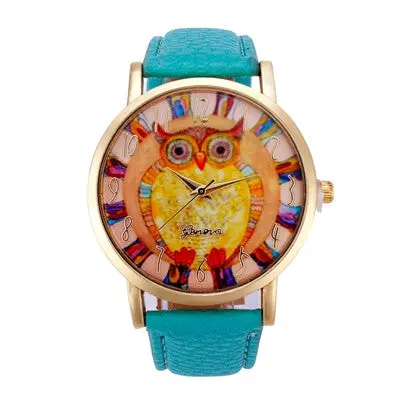 Women Watches Dress Elegant Geneva Clock Owl Pattern Pu Leather Band Analog Quartz Vogue Watch Reloj 3