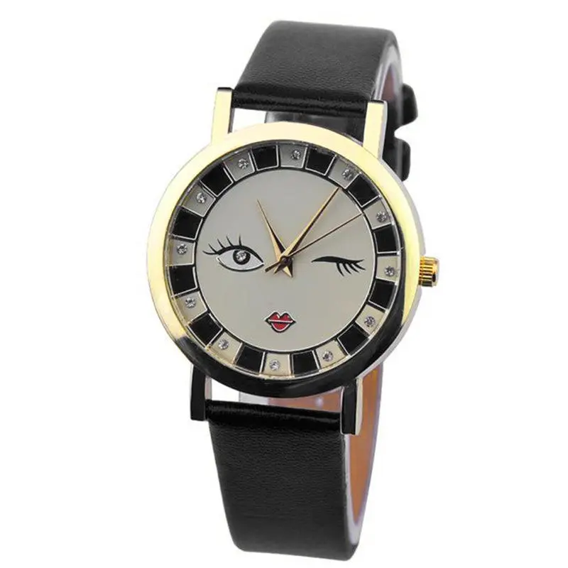 Women Watches Dress Rhinestone Crystal Clock Pu Leather Band Analog Quartz Watch Relogio Feminino Montre 1