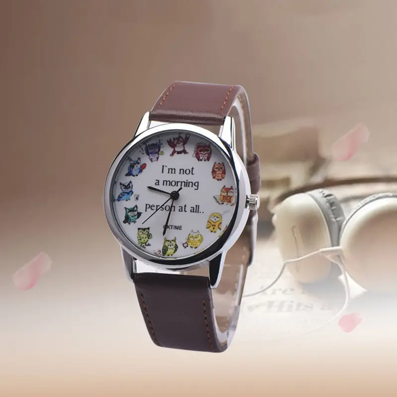 Women Watches Elegant Dress Clock Pu Leather Printing Analog Quartz Wrist Watch Relogio Feminino 2