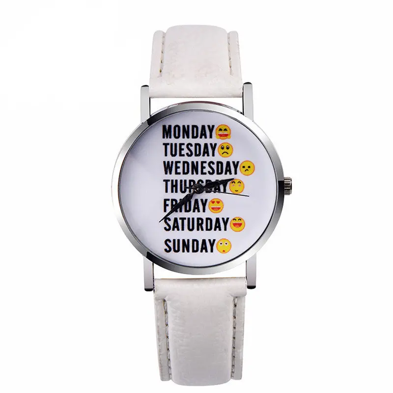Women Watches Emoji Leather Band Analog Quartz Casual Watch Relogio Masculino Men Wrist Watch Relojes Hombre Feida 4