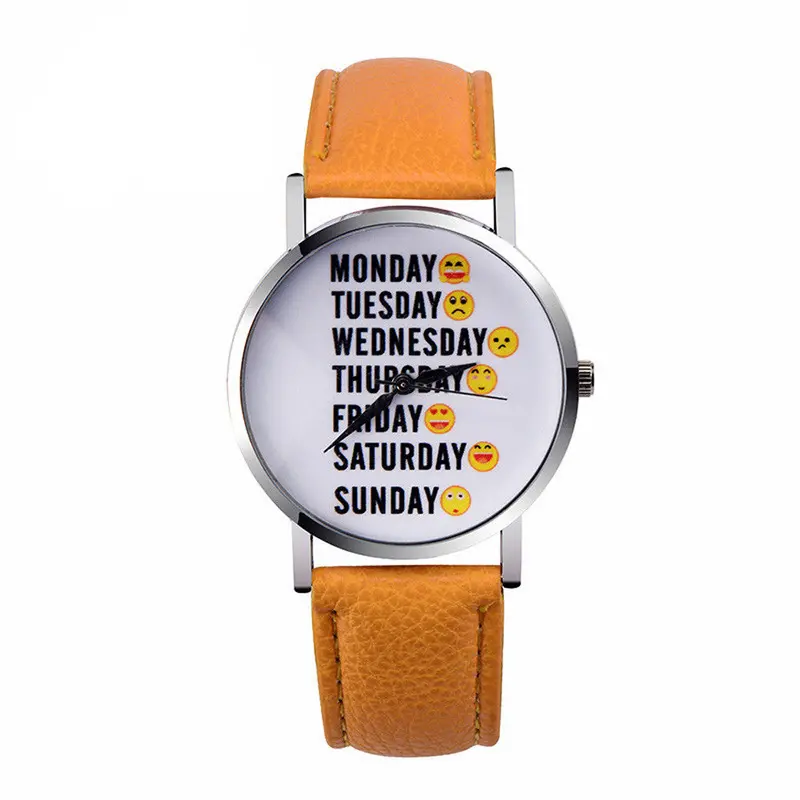 Women Watches Emoji Leather Band Analog Quartz Casual Watch Relogio Masculino Men Wrist Watch Relojes Hombre Feida 5