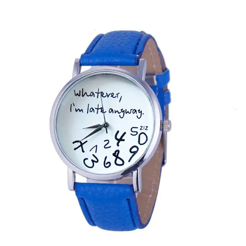 Women Watches Famous Leather Quartz Watch Whatever I Am Late Anyway Letter Watches Relojes Mujer 4