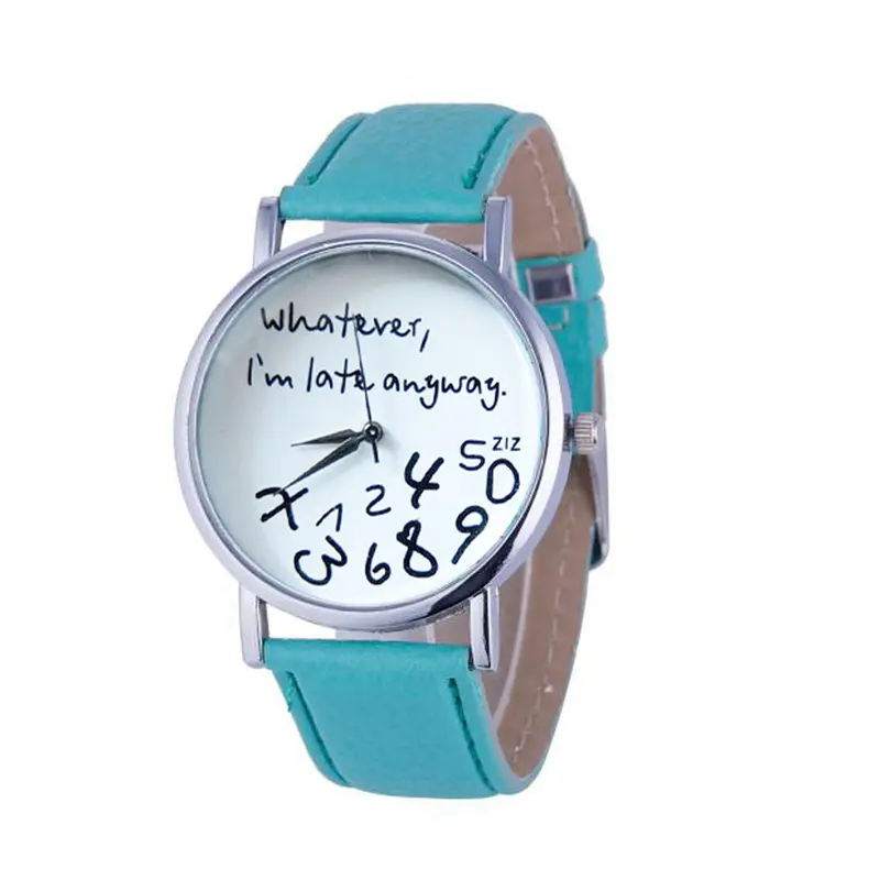 Women Watches Famous Leather Quartz Watch Whatever I Am Late Anyway Letter Watches Relojes Mujer 6