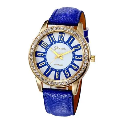 Women Watches Geneva Analog Rhinestone Crystal Elegant Dress Clock Pu Leather Band Watch Relogio Feminino 3