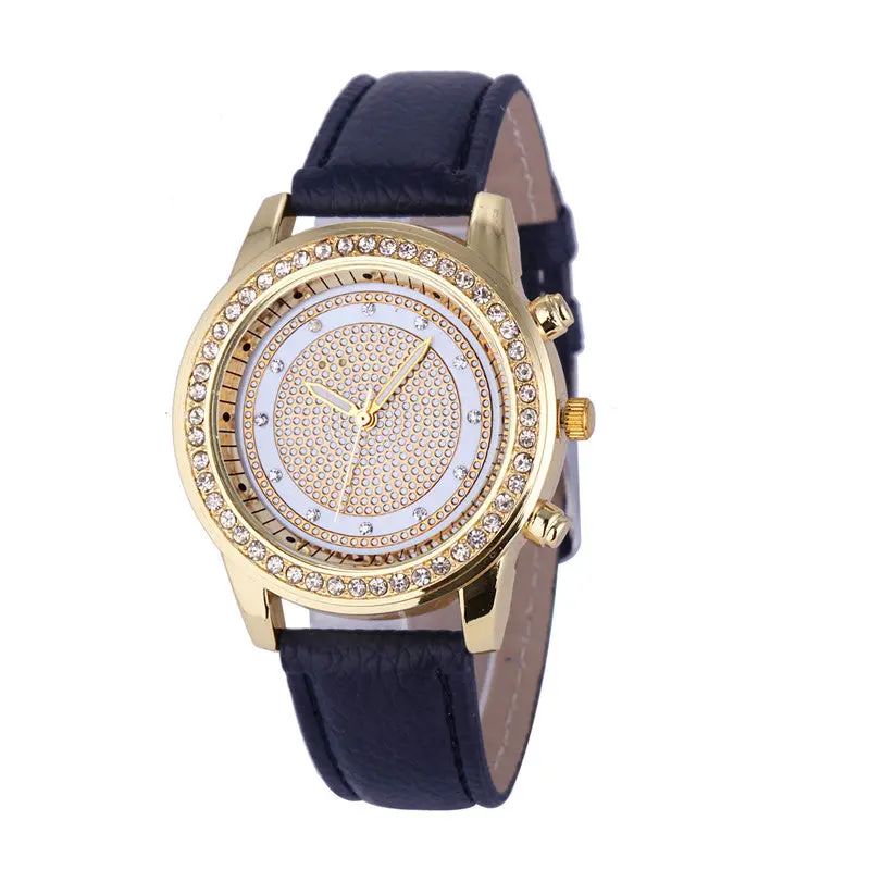 Women Watches Geneva Clock Montre Leather Analog Stainless Steel Quartz Wrist Watch Dress Watches Feida 1