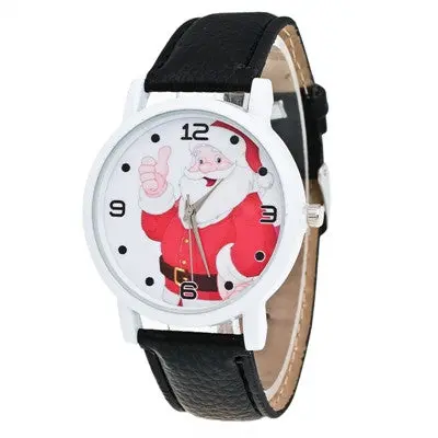 Women Watches Girl Christmas Elderly Pattern Pu Leather Band Dress Clock Analog Quartz Watch Relogio Feminino 1