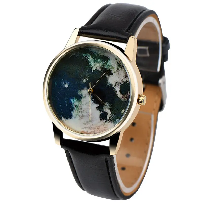 Women Watches Global Travel Pattern Dress Watch Analog Clock Pu Leather Band Relogio Feminino 1