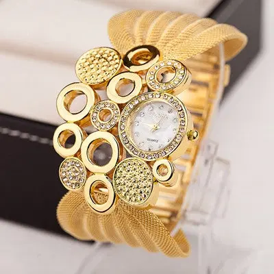 Women Watches Lady Rhinestone Crystal Silver Gold Bracelet Clock Mirror Luxury Quartz Watch Relogio Feminino 1