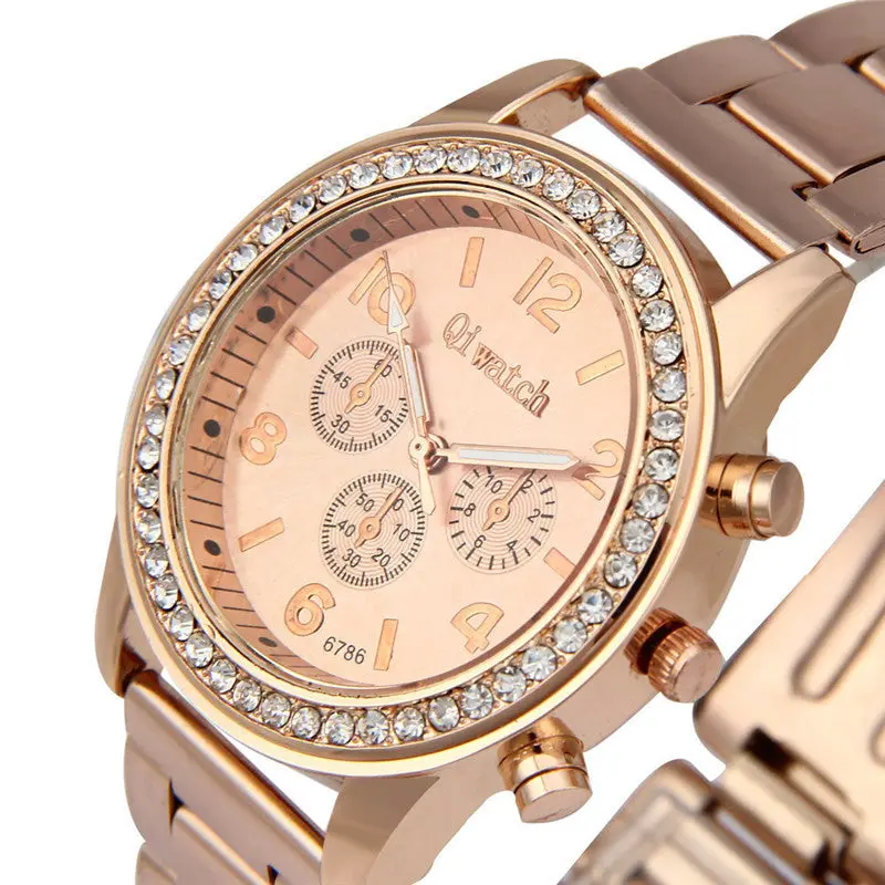 Women Watches Ms. Stainless Steel Diamond Analog Quartz Watches Gold Relogio Feminino Ladies Watches Feida 2