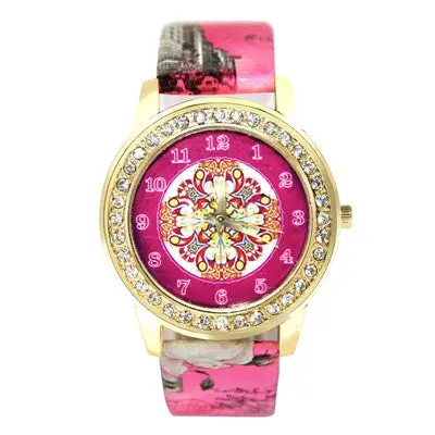 Women Watches Rhinestone Crystal Dress Bracelet Clock Pu Leather Band Analog Watch Relogio Feminino 3