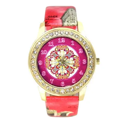 Women Watches Rhinestone Crystal Dress Bracelet Clock Pu Leather Band Analog Watch Relogio Feminino 4