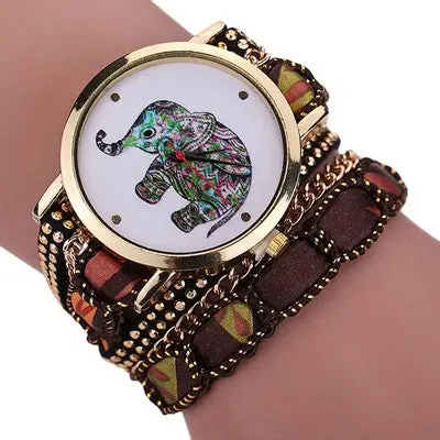 Women Watches Rhinestone Crystal Dress Clock Elephant Pattern Quartz Bracelet Wrist Watch Relogio Feminino 3