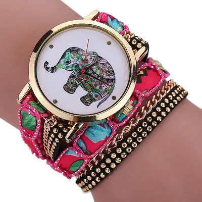 Women Watches Rhinestone Crystal Dress Clock Elephant Pattern Quartz Bracelet Wrist Watch Relogio Feminino 4
