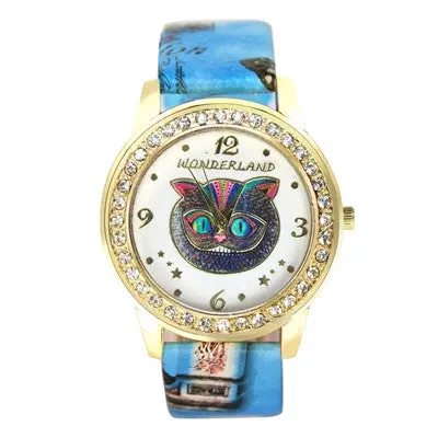 Women Watches Rhinestone Crystal Dress Clock Owl Pattern Pu Leather Band Analog Watch Relogio Feminino 1