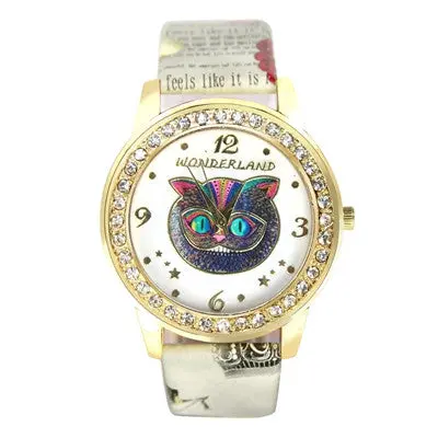 Women Watches Rhinestone Crystal Dress Clock Owl Pattern Pu Leather Band Analog Watch Relogio Feminino 3