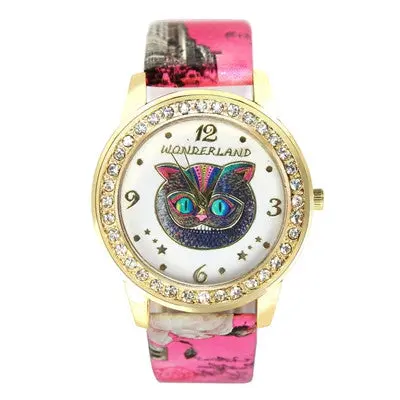 Women Watches Rhinestone Crystal Dress Clock Owl Pattern Pu Leather Band Analog Watch Relogio Feminino 4