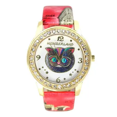 Women Watches Rhinestone Crystal Dress Clock Owl Pattern Pu Leather Band Analog Watch Relogio Feminino 5