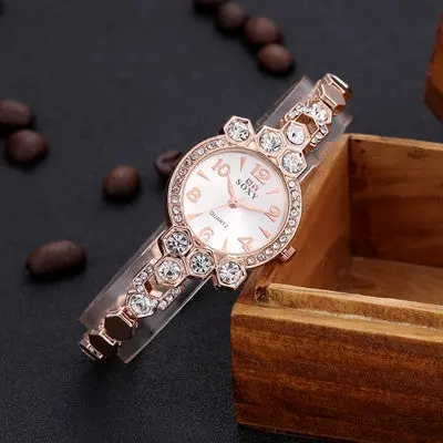 Women Watches Rhinestone Crystal Dress Clock Stainless Steel Band Ladies Analog Quartz Watch Relogio Feminino 1