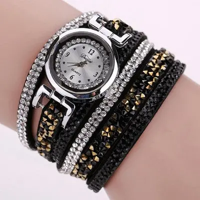 Women Watches Rhinestone Crystal Dress Clock Stylish Atmosphere Chic Bracelet Ladies Relogio Feminino 1