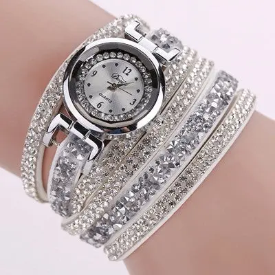 Women Watches Rhinestone Crystal Dress Clock Stylish Atmosphere Chic Bracelet Ladies Relogio Feminino 10