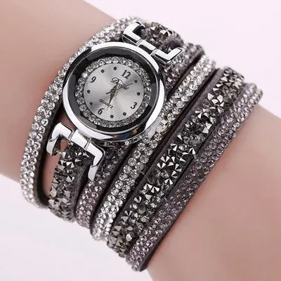 Women Watches Rhinestone Crystal Dress Clock Stylish Atmosphere Chic Bracelet Ladies Relogio Feminino 4