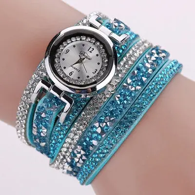 Women Watches Rhinestone Crystal Dress Clock Stylish Atmosphere Chic Bracelet Ladies Relogio Feminino 5