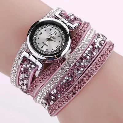 Women Watches Rhinestone Crystal Dress Clock Stylish Atmosphere Chic Bracelet Ladies Relogio Feminino 7