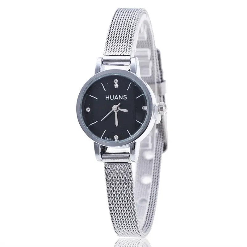 Women Watches Silver Stainless Steel Mesh Band Wrist Watch Ladies Dress Montre Relogio Feminino 1