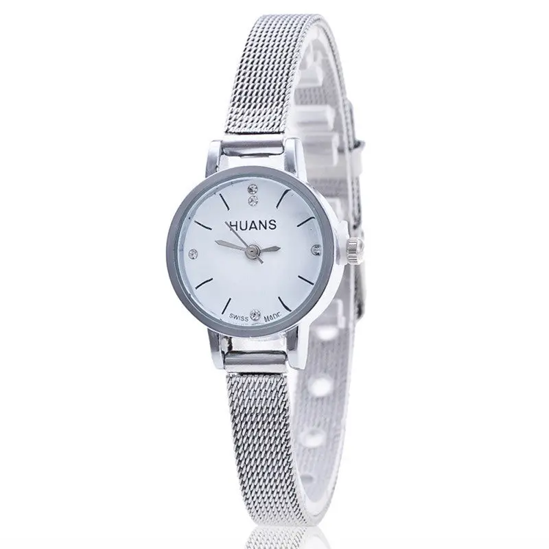 Women Watches Silver Stainless Steel Mesh Band Wrist Watch Ladies Dress Montre Relogio Feminino 2