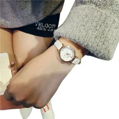 Women Watches Simple Dress Clock Rhinestone Crystal Relogio Feminino Retro Thin Band Girls Dial 6