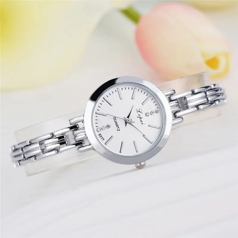 Women Watches Simple Temperament Silver Classic Ladies Quartz Watch Stainless Steel Watch Bracelet Montre Feida 2
