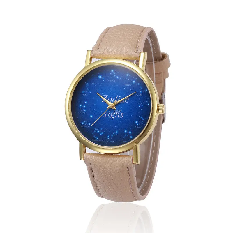 Women Watches Stars Pattern Retro Design Pu Leather Band Elegant Dress Clock Analog Quartz Relogio Feminino 1