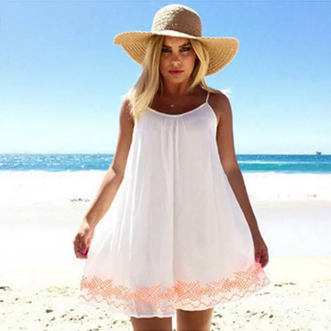 Women White Backless Short Boho Party Beach Mini Dress Sundress Plus Size Womens Clothing Feida 1