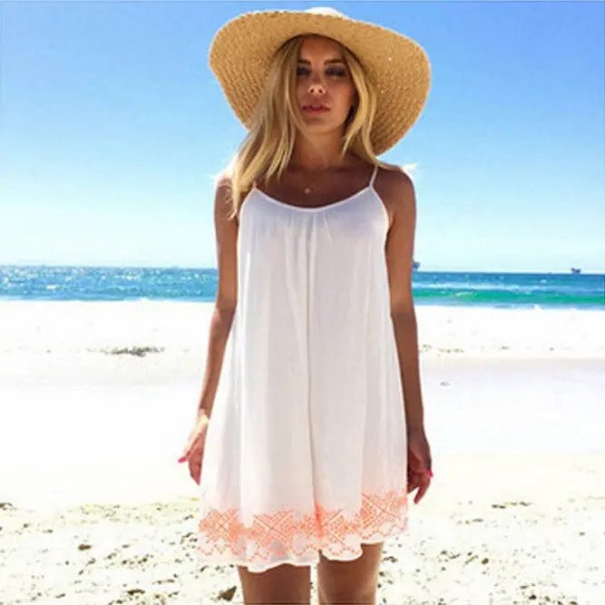 Women White Backless Short Boho Party Beach Mini Dress Sundress Plus Size Womens Clothing Feida 2