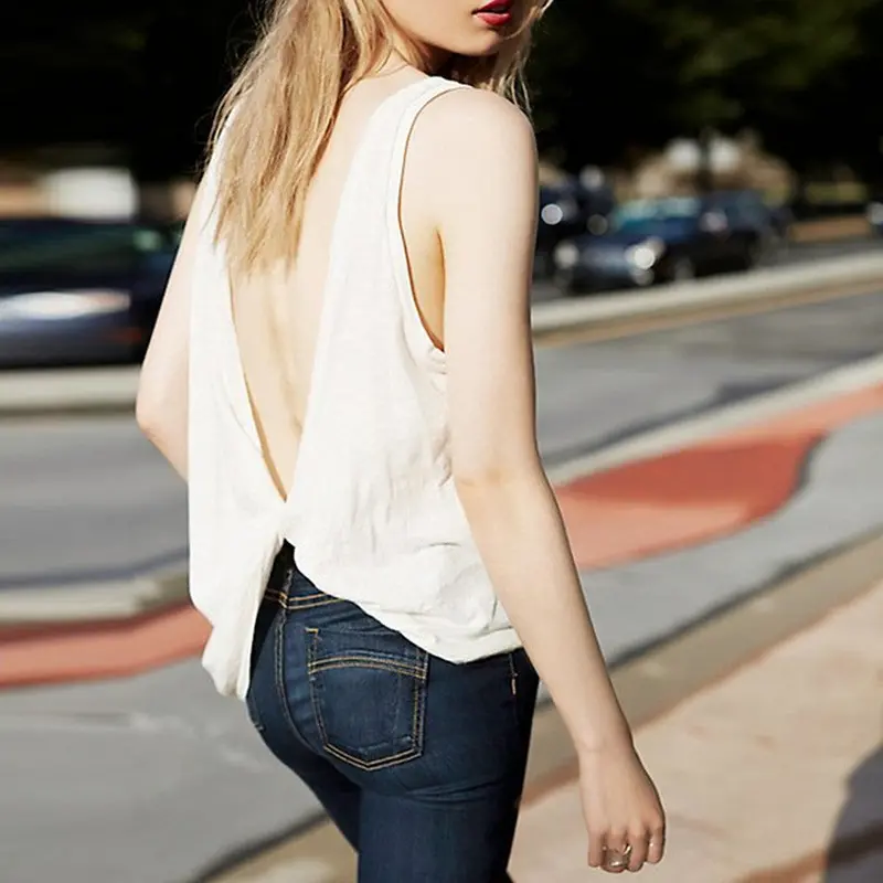 Women Women Backless Cross Camisole Top Blouse Cropped Top Feminino Halter 3